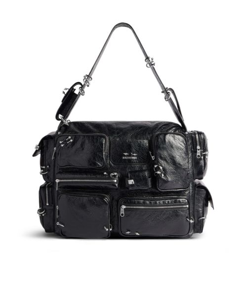 Men's Superbusy Large Sling Bag With Piercings in Black