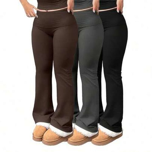 3pcs/Set Large Women's Casual High Yoga Pants Set Elastic Waist Gym Workout Flare Legging