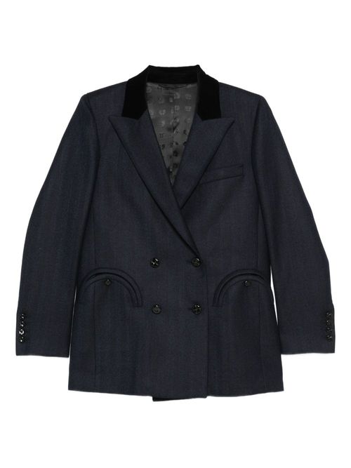 Resolute Everyday velvet-collared double-breasted blazer - Blue