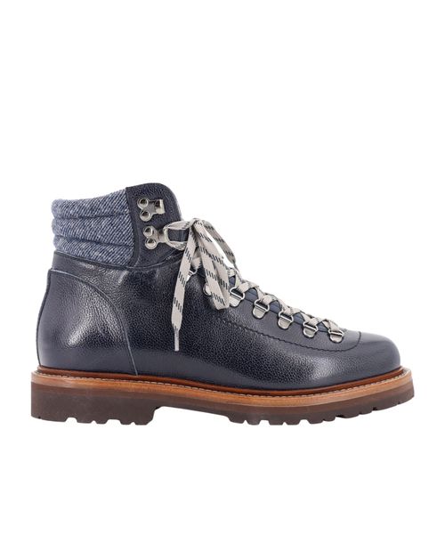 Lace-up leather ankle boots