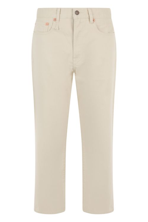 Beige Straight Mid Rise Jeans