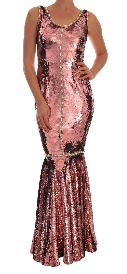 Sequined Mermaid Gown Dress — Pink