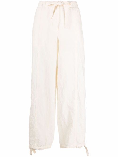 Tied-waist straight trousers - White