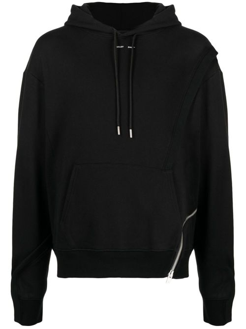 Zipped organic cotton hoodie - Black