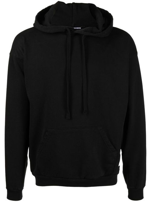 Logo-patch drawstring hoodie - Black