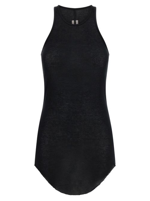 Ribbed Viscose Blend Tank Top — Black