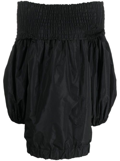 Off-shoulder puff-sleeve dress - Black