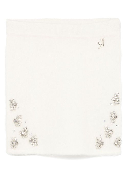 Rhinestone-embellished knitted skirt - White