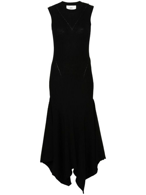 Ribbed-knit merino dress - 001 BLACK
