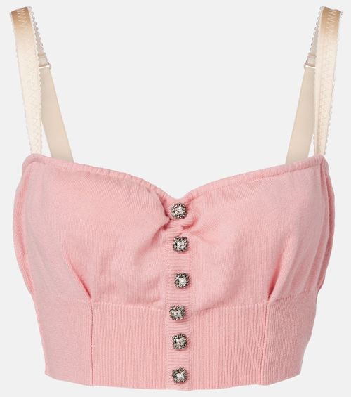 Embellished cropped silk-blend vest