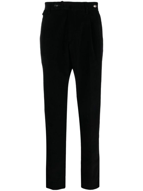 Corduroy straight-leg cotton trousers - Black