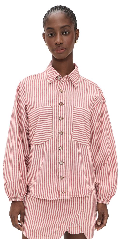 Striped Twill Shacket Stripes