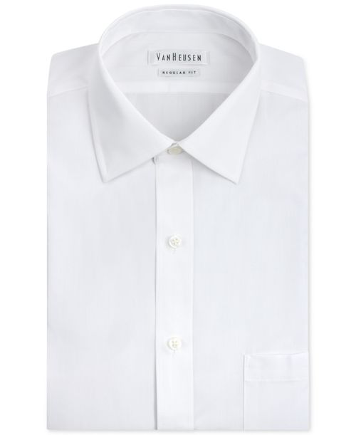 Men's Classic-Fit White Poplin Dress Shirt - White