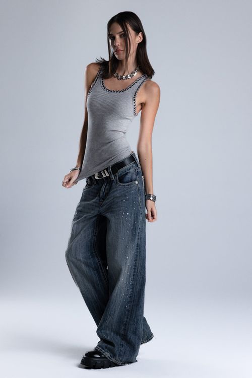 "Harmony Studded Baggy Jeans