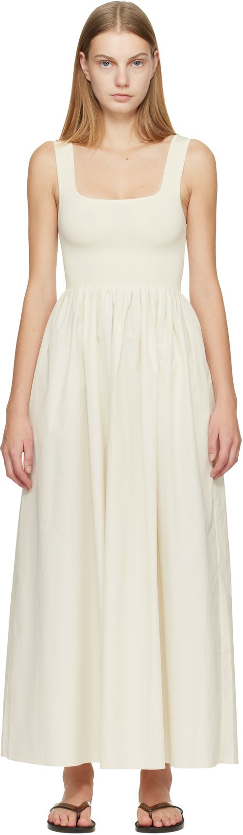 Off-White Knit & Cotton Maxi Dress