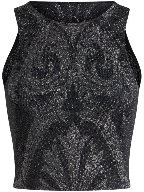 Metallic-effect jacquard tank top - Black
