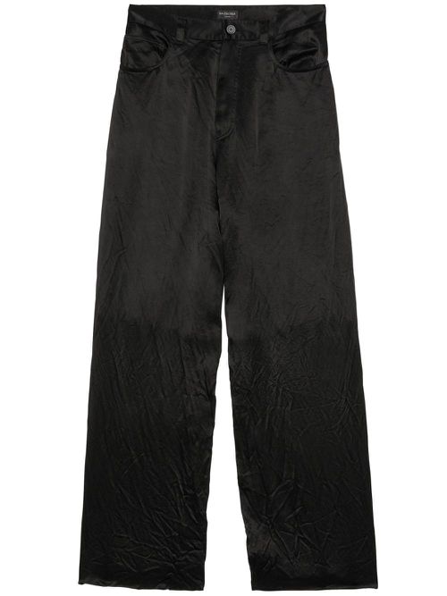 Mirror-satin baggy trousers - Black