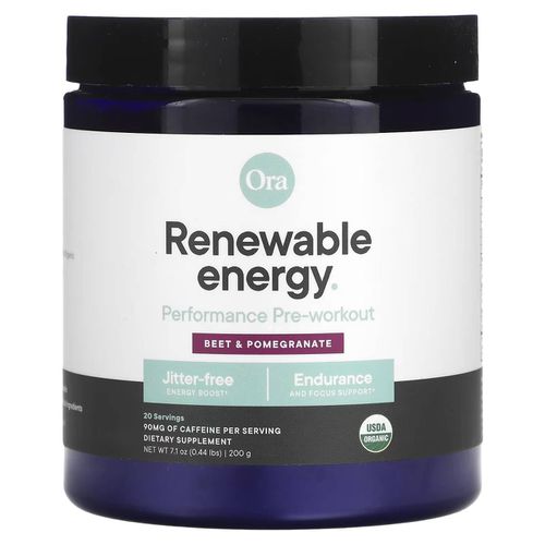 Ora Organic Renewable Energy: Pre-Workout Powder - Beet & Pomegranate - 200 Gra
