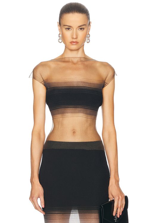 Grace Ling Evanescent Censor Top in Fume - Black.  M/L also in