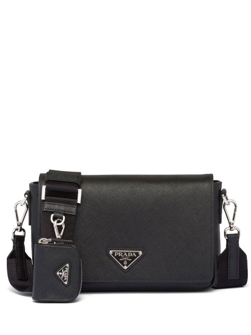 Saffiano leather shoulder bag - Black