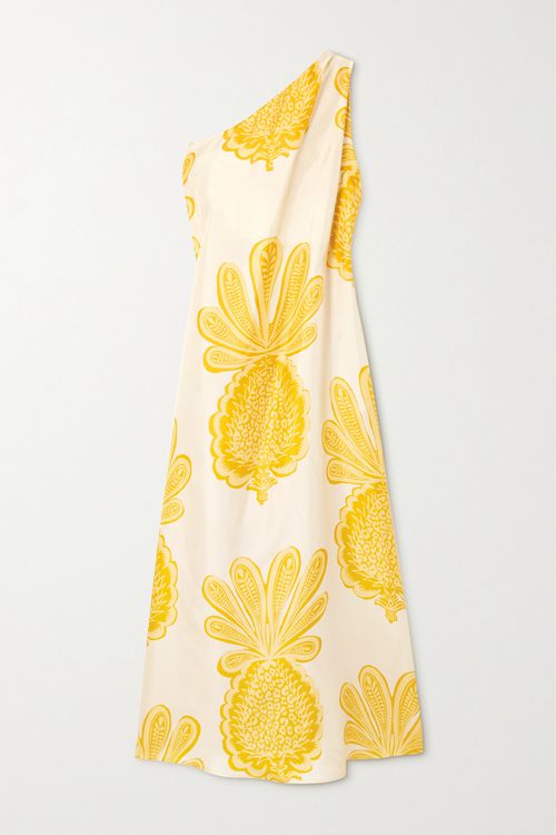 Roy One-shoulder Silk-twill Maxi Dress - Yellow