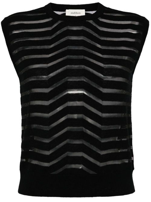 Striped sleeveless knitted top - Black