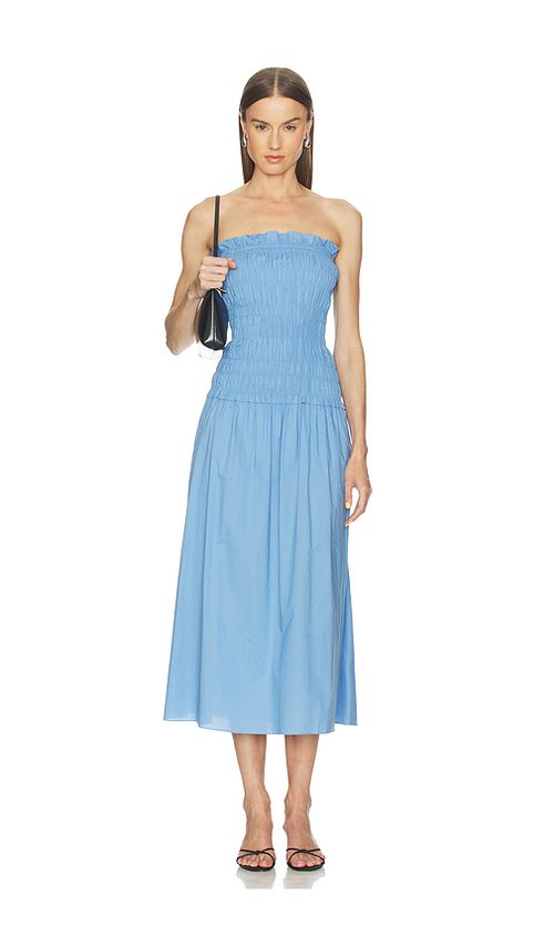 FAITHFULL Amalita Midi Dress in Blue. - XL also in L, M