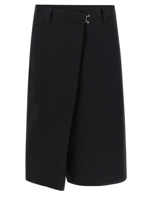 Asymmetrical Wrap-Front Cotton Bermuda Shorts — Black