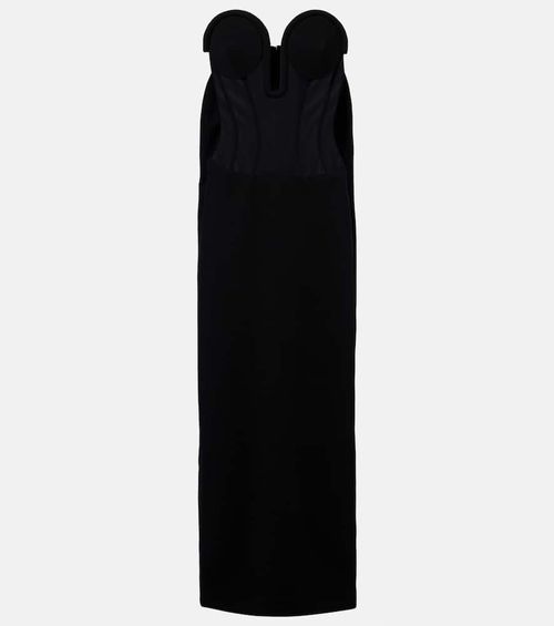 Jean Paul Gaultier Crêpe and tulle corset maxi dress