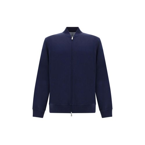 Cotton Zip Sweatshirt — Navy