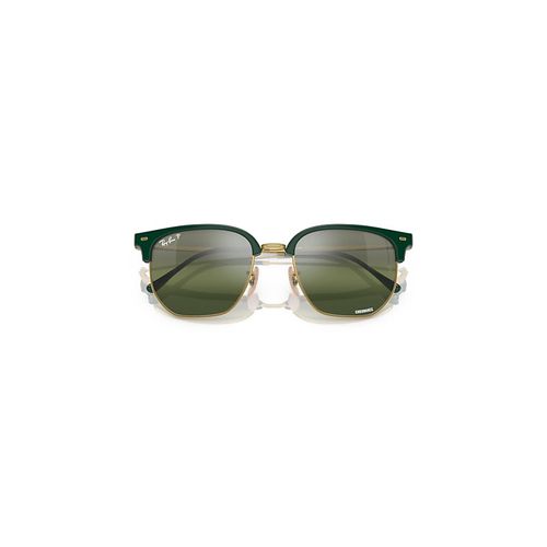 Ray-Ban New Clubmaster Sunglasses Gold Frame Silver Lenses Polarized 55-20