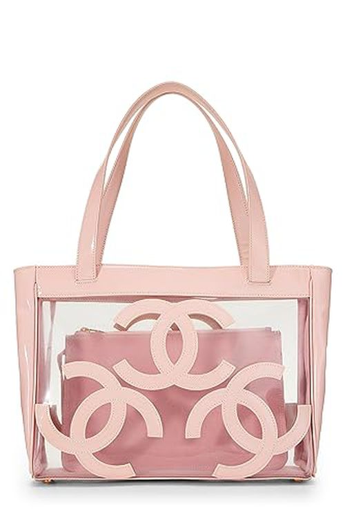 Chanel Pre-Loved Pink Vinyl 3 'CC' Tote Bag Medium
