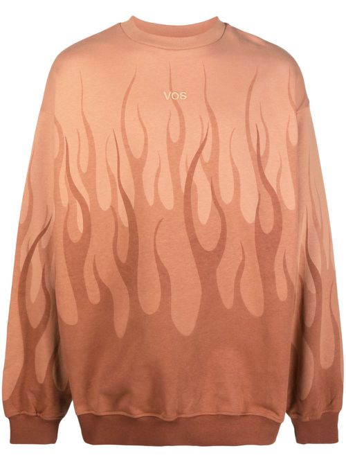 Flame-printed sweatshirt - Brown