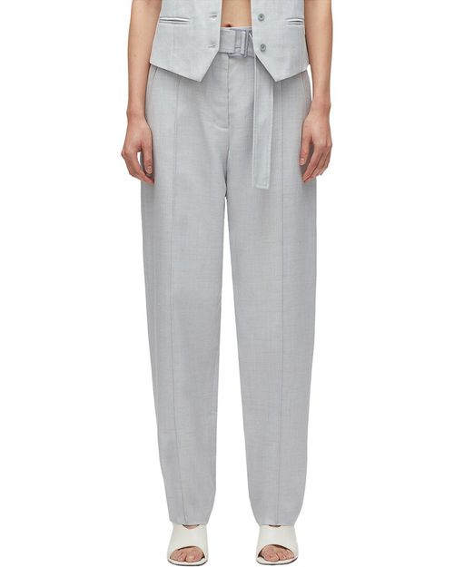 Tailored Belted Tapered Linen-Blend Trouser