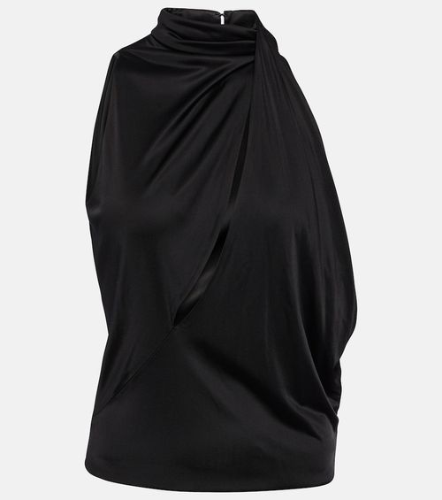 Versace Cutout turtleneck satin top