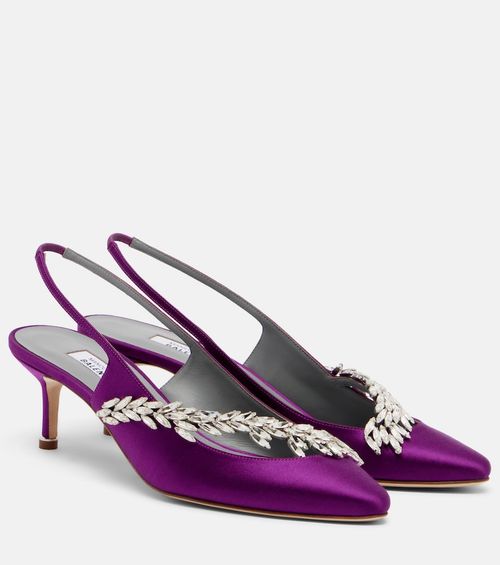 X Manolo Blahnik satin slingback pumps
