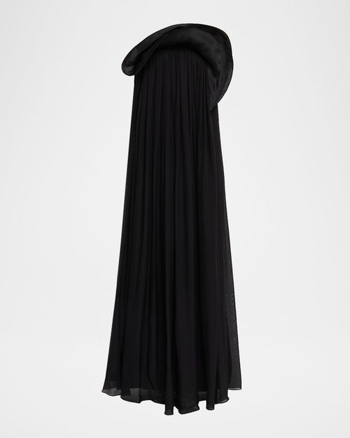 Waterfall Sculptural Ruffle Strapless Gown