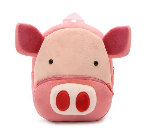 ANYKIDZ 3D Pink Pig Kids School Backpack Cute Cartoon Animal Style Children Toddler Plush Bag Perfect Accessories For Boys and Gir