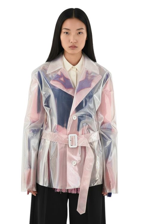 Pink Notched Lapel Trench Coat