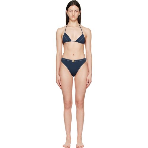 Navy Triangle High Brief Bikini