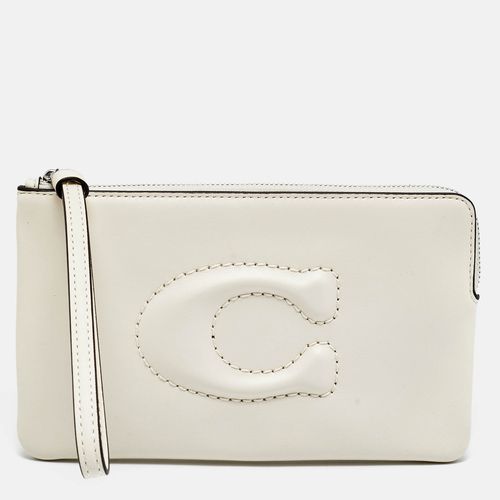Coach Corner Zip Off White Leather Wristlet Pouch