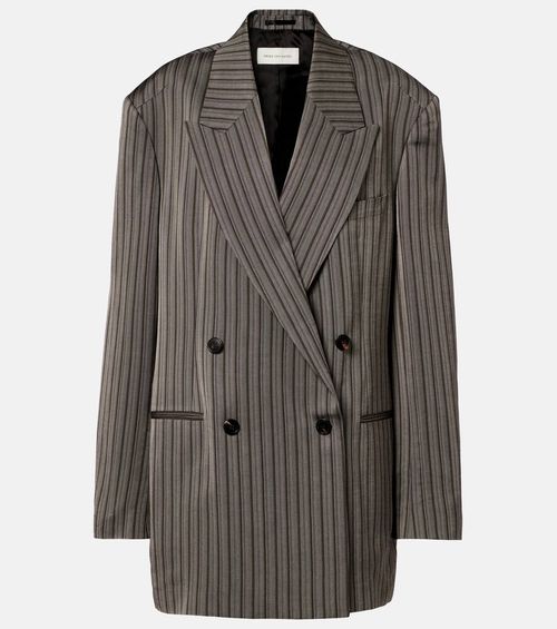 Striped double-breasted oversized blazer