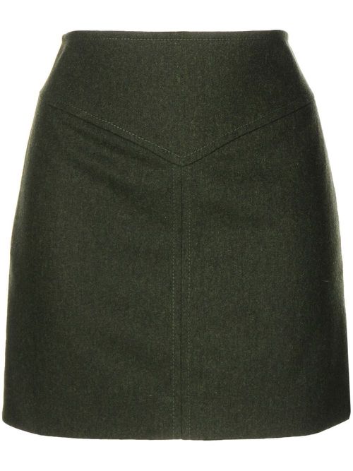 Virgin wool-cashmere mini skirt - Green