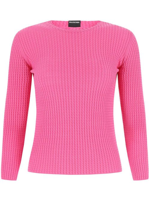 Round-neck waffle-knit jumper - Pink