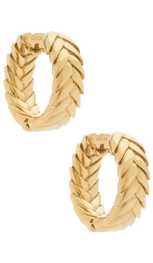 Bevza Spikelet Hoops in Metallic Gold