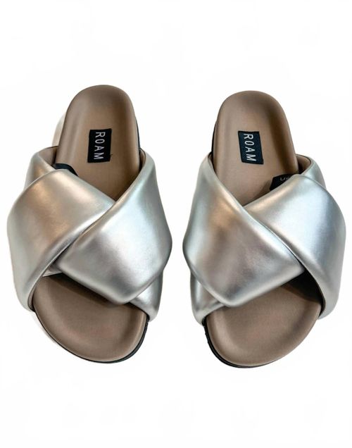 Women's Foldy Puffy Sandals In Silver