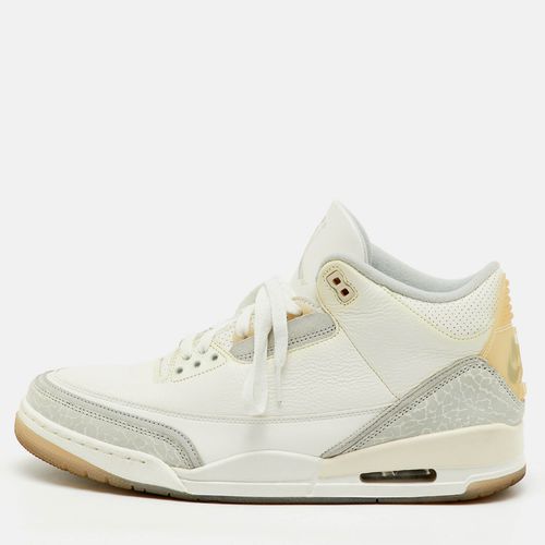 S White/grey Leather Jordan 3 Retro Craft Ivory Sneakers