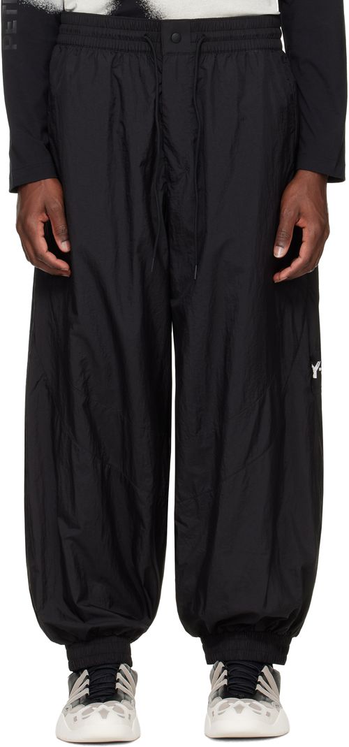 Black Raw Edge 3 Stripes Nylon Shell Track Pants