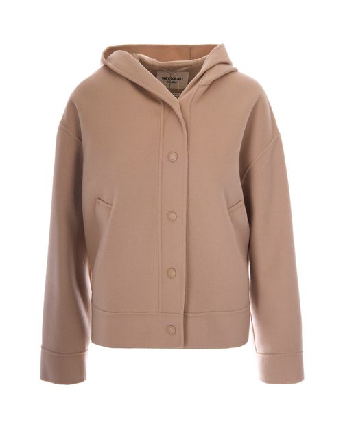 Beige Solid Hood Jacket