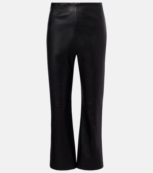 Leather cropped slim pants